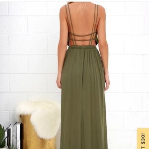 Lulus Paradise Olive Green Maxi Dress